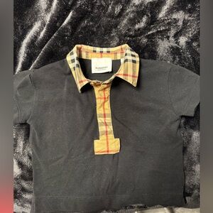 Burberry Kids Polo with Black and Checkered Collar